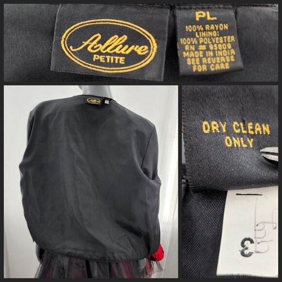 Vintage Black Cat Jacket Embroidered Red  Jacket Petite Large PL Allure Y2K Coat - Picture 9 of 10